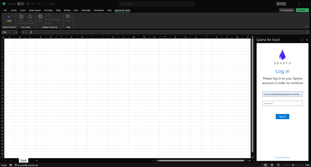 Sparta Application How to use the Sparta for Excel Add-in